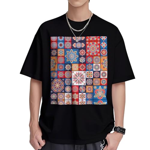 T-shirt floral en coton pour homme avec coupe classique et col rond