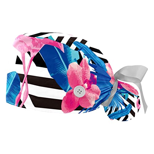 Casquettes de travail JDEZ motif flamant rose avec bandeau absorbant et élastique