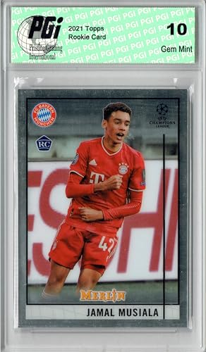 Jamal Musiala Rookie Card 2021 Merlin Champions League #73 PGI 10 | Athlete: Jamal Musiala, Soccer Trading Card, Brand: Merlin, Graded: PGI 10
