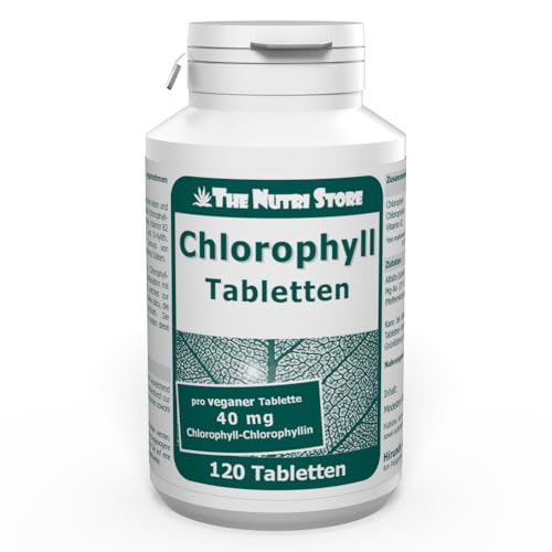 Chlorophyll Tabletten 120 Stk - 40mg Alfalfa Chlorophyll pro Tablette - Vegan mit Minzgeschmack - Pfefferminze Petersilie Vitamin B2
