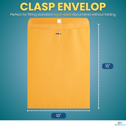 1InTheOffice Envelopes marrons 25 x 38 cm, envelopes Manilla com fecho, abas de gomas, envelopes de