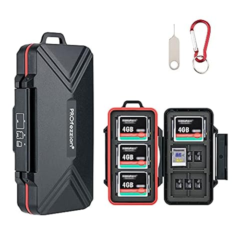 PROfezzion Etui na Karty Pamięci z 36 Gniazdami - Antywstrząsowe, Ochronne Pudełko do Przechowywania 12 SD, 18 Micro SD/TF i 6 CF Compact Flash