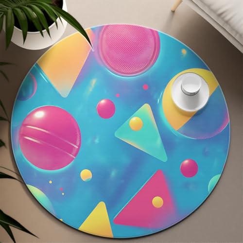 Tapis rond vintage géométrique haut de gamme d'intérieur 60cm