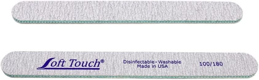 Soft Touch Nail File, 100/180 Grit Double Sided, Zebra Cushion, for Natural or Artificial Nails, 7 Inch (25 Pieces, 25)