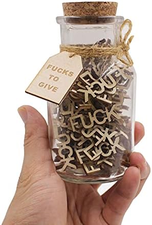 Jar of Fucks（5oz）Gift Jar,Fucks to Give,Fuck Wooden Cutout Letter Piece Bad Mood Vent Spoof Birthday Day,Holiday, Gift to Friend,Funny Gift,Valentines Day.