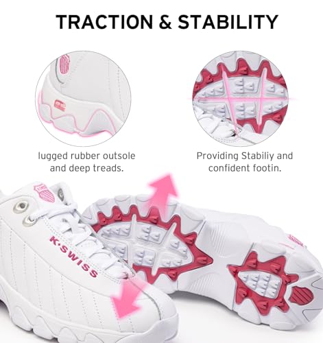 K-Swiss Women's ST329 CMF Sneaker, White/Shocking Pink, 6 M - Thumbnail 6