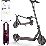 Caroma Electric Scooter Adults, Powerful 350W Motor, Max 18 Miles Long Range, Top Speed 20 MPH, 8.5' Solid Tires, Folding E Scooter with Dual Braking System & APP (Pink Lines L1)