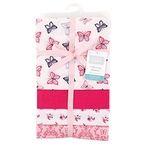 Image of Hudson Baby Unisex Baby Cotton Flannel Receiving Blankets, Butterflies, One Size