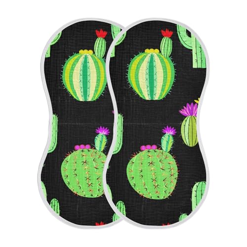 xigua Colorful Cactus Baby Burp Cloths for Newborn Boys and Girls 2 Pack, Soft & Absorbent Cotton Baby Burp Cloth, Baby Washcloths, Newborn Towel, Burp Rags2