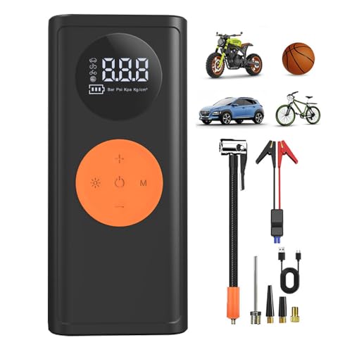 Image of Tire Inflator Portable Air Compressor-150PSI Cordless Air Pump with Digital Tire Pressure Gauge,LCD Display & LED Light,for Car,Bike,Motorcycle, E-Bike,Ball