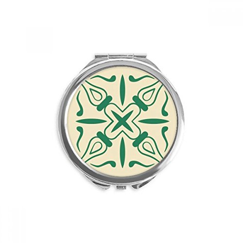 Miroir portable rond vert style Talavera pour retouches rapides sans encombrement