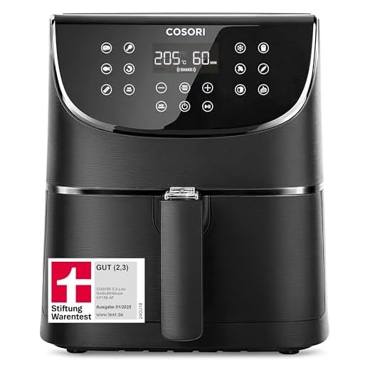 COSORI Heißluftfritteuse 5,5L XXL Friteuse Heissluft Fritteusen Air Fryer mit Digitalem LED-Touchscreen, 11 Programmen, Vorheizen&Warmhalten, Shake-Modus, 100 Rezepte auf Deutsch, ohne Öl, 1700W
