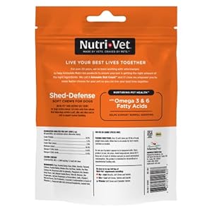 Nutri-Vet Shed Defense Soft Chews for Dogs – Supports Normal Shedding and Healthy Coat – 60 Soft Chews , 5.3 Ounce