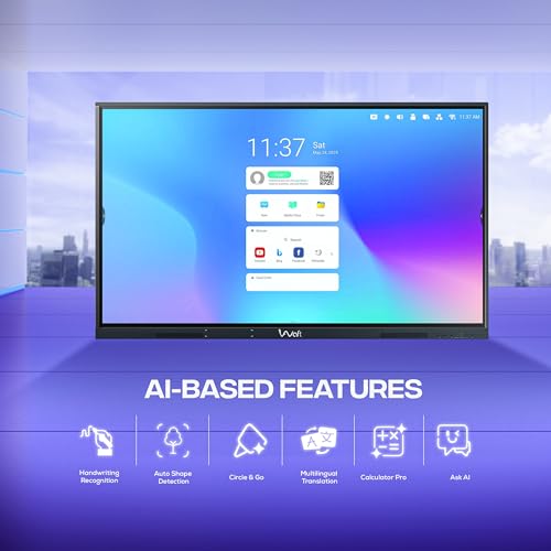 Image of AIWaft Turbo AI 75 Inch 4K UHD Interactive Flat Panel | Android 14 | 8GB RAM 128GB Storage | 40-Point Multi-Touch Smart Board | Digital Teaching Display for Classroom & Coaching | HDMI USB Speakers
