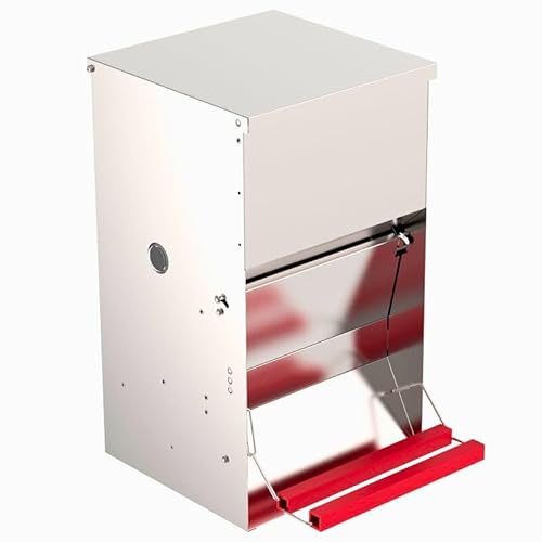 My Favorite Chicken 40lb Automatic Metal Poultry Treadle Feeder Rust-Resistant, Self-Adjusting, and Eco-Friendly Feed Management