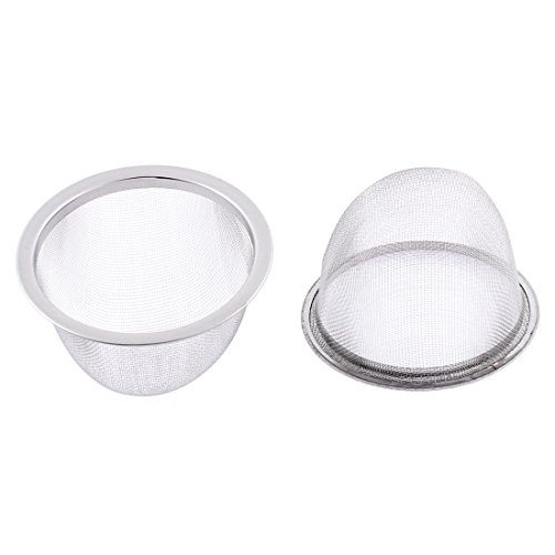 sourcing map 2pcs Filtre Théière Maille Thé Infuseur Filtre Tisane Crépine Filet Thé Panier Passoire épice 75mm diamètre en Acier Inoxydable Ronde
