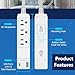 LIDER Outlet Extender with 3 Receptacles, 12W USB Type-A, and USB Type-C, USB Port, Ultra-Thin Wall Plate Plug with Cord Extender, 3-Outlet Power Strip, Flat-Face, ETL-Listed, 3ft Cord, White