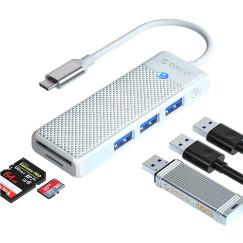 Beyaz Type-C kart okuyucu ve USB 3.0 çoklayıcı; TF/SD yuvaları ve 3 USB 3.0 portu