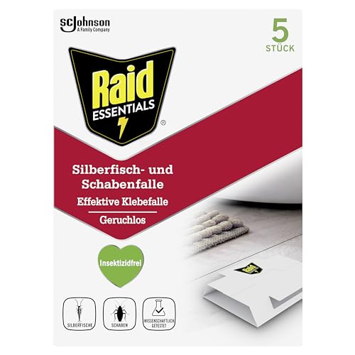 Preisvergleich Produktbild Raid Essentials Silberfisch- und Schabenfalle, effektiver Schutz ohne Insektizide, geruchlos, 5 Stück