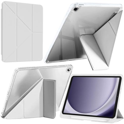 A-BEAUTY Funda Compatible con Samsung Galaxy Tab A9 8.7 Pulgadas 2023 (SM-X110/X115/X117) con Soporte para Bolígrafo S, Antichoque Carcasa Translúcida, Soporte de Y 6 en 1, Gris