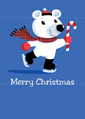 Sunrise Polar Bear Ice Skating Christmas Card