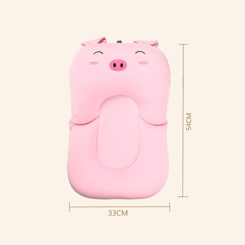 belupai Tapis de bain bébé nouveau-né pliable bébé bain baignoire coussin chaise étagère nouveau-né siège de baignoire nouveau-né coussin tapis de bain(Cochon rose)