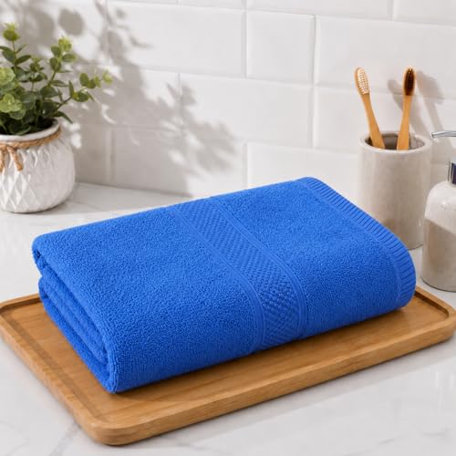 Image of 100% Pure Cotton Bath Towel for Men & Women | 380 GSM Ultra Soft, Highly Absorbent & Quick Dry Bath Towel | Large 55 x 28 Inch Matty Terry Towel for Bathroom, Gym, Travel & Daily Use | Dark Blue