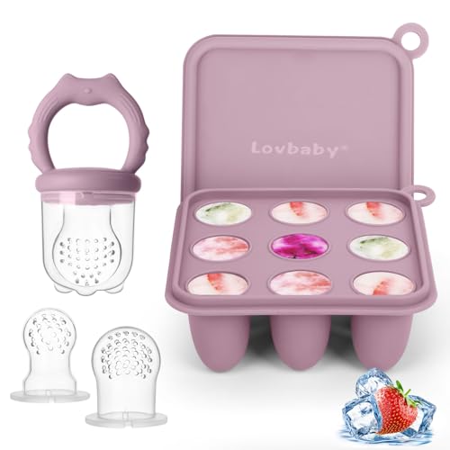Image of Baby Fruit Food Feeder Breastmilk Popsicle Molds, Silicone Food Freezer Tray for Cooling Teething Relief, Baby Food Feeder for Safe Infant Self Feeding, Includes 3 Extra Food Pacifier