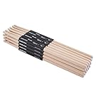 Suwimut 12 Pairs 5A Drumsticks, Classic Maple Wood Drum Sticks for Kids and Adults, Oval Wood Tip Drum Sticks Set for Jazz Drum Electronic Drums Musical Instrument Percussion