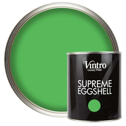 Image of Vintro Paint | Eggshell Paint | for Walls | Wood | Trim | Satin Furniture Paint | Interior & Exterior Use. 1 Litre (Green - Rainforest)