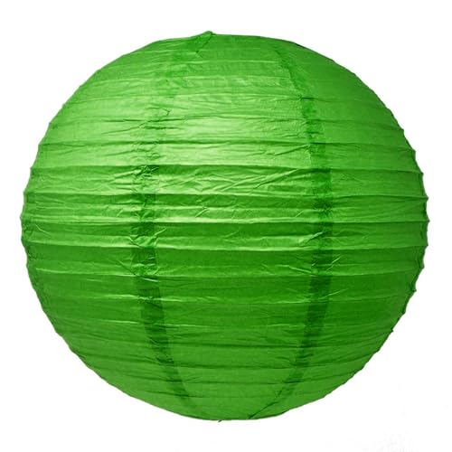 Image of Mudra Crafts 12 Inch Chinese Green and Gold Paper Lanterns Hanging Decor | 10 PCs, Reusable, Indoor Outdoor Decorative Lamp Shade, for Ceiling, Wedding, Shower, Party, Festival, Home Decoration