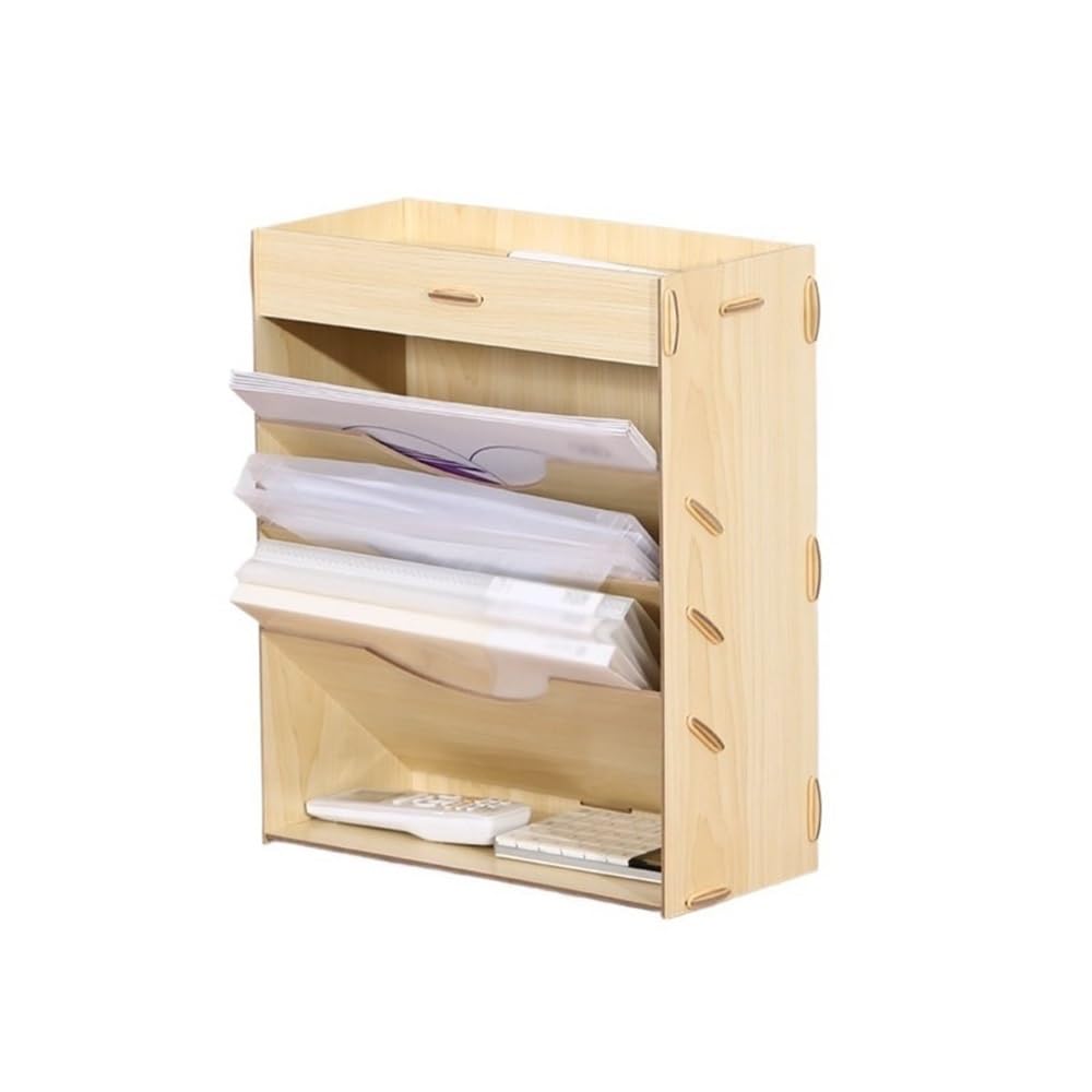 J9V4G6S3B5 Desktop File Rack Document Holder Mail Organiser Magazine Storage Rack Filing Letter Trays(Beige)