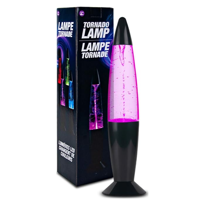 Tradeopia Tornado Lamp with Color-Changing LED Lights – Stylish Compact Home and Office Decor, Battery Operated, Easy-to-Use with Water for Captivating Visual Effects
