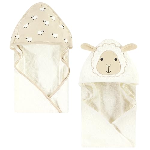 Image of Hudson Baby Unisex Baby Cotton Animal Face Hooded Towel, Sheep, One Size