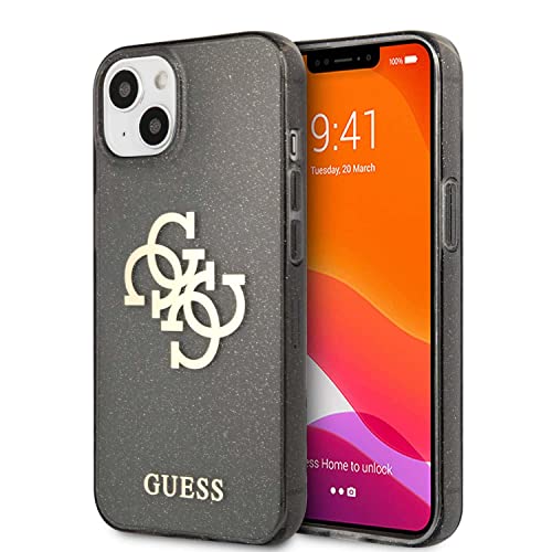 Guess GUHCP13SPCUGL4GBK Coque pour iPhone 13 Mini 5,4" Noir pailleté 4G Big Logo