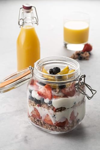 Image of Kilner Premium 2 x 1 Litre Borosilicate Airtight Square Wire Clip Top Food Storage Container Jar for Kitchen | Multipurpose, BPA Free, Reusable | For thinKitchen
