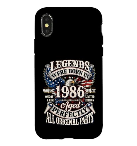 Legends Born In 1986 Vintage Patriotic Eagle 40th Birthday �X�}�z�P�[�X iPhone X/XS �p