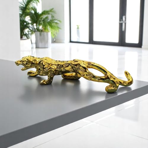 URBANVIBE HANDICRAFTS Golden Jaguar Showpiece - TV Unit House Decoration Items for Living Room, Show Piece for Home Decor (Spotted Design) (12 Inch/30 Cm) URBANVIBE HANDICRAFTS Golden Jaguar Showpiece - TV Unit House Decoration Items for Living Room, Show Piece for Home Decor (Spotted Design) (12 Inch/30 Cm)