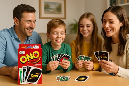 Image of ONO Card Game - 108 Playing Cards with Skip, Reverse & Draw Action Cards | Fun Indoor Game for Kids, Adults & Family | Travel Party Card Game