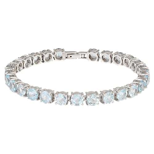 Bracelet de tennis en topaze bleue femme avec pierre précieuse en argent 925