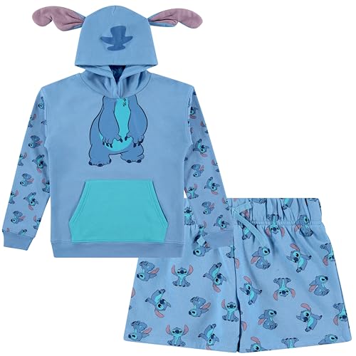 Image of Disney Girls Lilo & Stitch Cosplay Hoodie Set - Stitch Hoodie and Shorts Set -Little and Big Girl Sizes 4-16