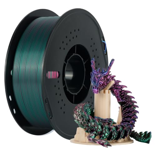 Image of Kingroon Silk PLA Tri Color Filament 1.75mm, Multicolor 3D Printer Filament, Dimensional Accuracy ±0.02mm, 1kg Spool (2.2lbs), for Most FDM 3D Printers, Red Green Blue