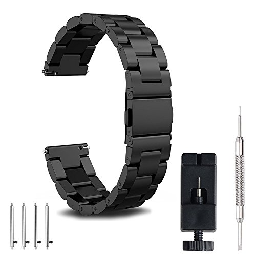 18mm Watch Band, amBand Quick Release Premium Solid Stainless Steel Metal Business Replacement Bracelet Strap for Men's Watch,Black