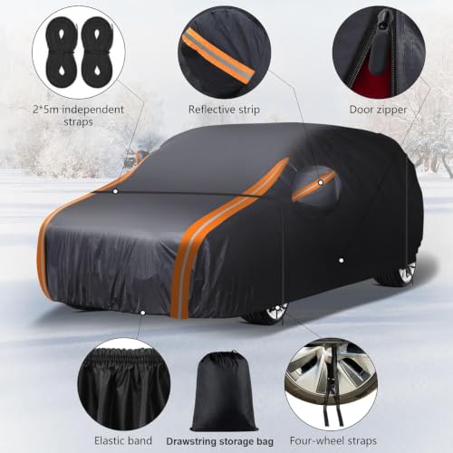 Image of Waterproof Car Cover for Jeep Wrangler 4 Door, Fit for CJ YJ TJ JK JL, All Weather for Automobiles, Outdoor Full Exterior Soft Cotton Lining
