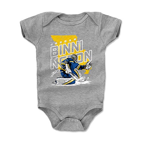 500 LEVEL Jordan Binnington St. Louis Baby Infant One Piece Bodysuit (3-6 Months, Heather Gray) - Jordan Binnington Player Map Y WHT