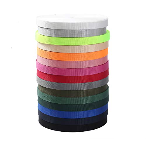 Nylon Webbing, 1Inch Heavy Duty Nylon Strap, Colored Flat Nylon Strapping Belt for Crafts, Dog Leash, Backpack, Outdoor Activities - by 10, 20, or 50 Yards (Black, 10 Yard)