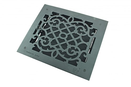 Renovators Supply Black Floor Air Vent Heat Register with Louver Heavy Cast Aluminium Vintage Victorian Rustic Upscale Design Decor Duct 10 in. X 12 in. Floor Vent Grille Registers