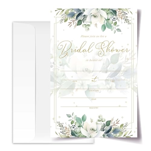 Tarjetas de invitación floral para despedida de soltera en pack de 20 con sobres incluidos