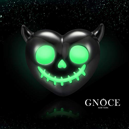 GNOCE Luminous Devil's Heart Skull Charm Bead Sterling Silver Charm Bead Fit Bracelet/Necklace Halloween Charm for Women Men2