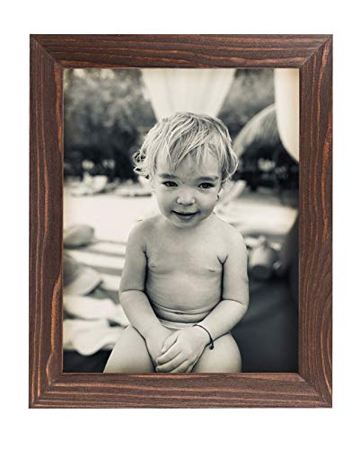 Image of Rustic Wooden Poster Picture Frame 13x19 - Natural Solid Eco Distressed Wood for Wall Mounting Photo Frame - Brown Wenge